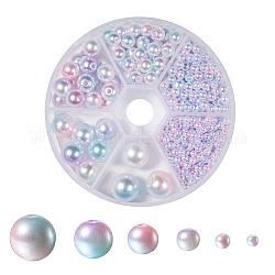 Perles en plastique imitation perles arc-en-abs, perles de sirène gradient, ronde, rose, 3mm / 4mm / 6mm / 8mm / 10mm / 12mm, Trou: 1~2mm, 564 pcs / boîte
