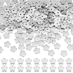 Dicosmetic 200 pz 201 pendenti con tag in bianco in acciaio inossidabile, fiore, colore acciaio inossidabile, 6x6x0.6mm, Foro: 1 mm