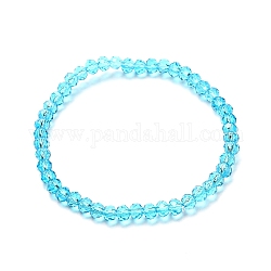 Facettierte GlasUnterlegscheibe Perlen Stretcharmband für Kinder, transparentes Glasarmband, Licht Himmel blau, 4x3.5 mm, Innendurchmesser: 1-7/8 Zoll (4.8 cm)