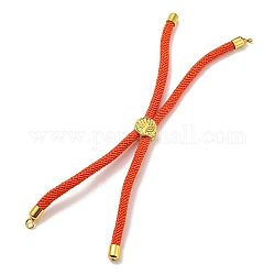 Braccialetti con corde di nylon adatti per ciondoli per connettori, con perline di scorrimento dell'albero in ottone dorato, placcato di lunga durata, arancio rosso, 8-5/8 pollice (22 cm), Foro: 1.9 mm