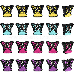 Chgcraft 20шт 4 цвета силиконовые бусины, изготовление ожерелий и браслетов для кормящих мам своими руками, жующие подвески для чайников, женщина с бабочкой, разноцветные, 24.5x28x9.7 мм, отверстие : 3 мм, 5 шт / цвет