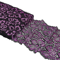 Полиэфирная кружевная цветочная ткань, для аксессуаров одежды, фиолетовые, 18.3x0.02 см