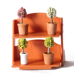 Miniatur-Präsentationsständer aus Holz mit 2 Ebene, für Puppenhaus, Rechteck, orange, 33x46x46 mm