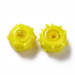 Fatti a mano perle di vetro irregolari, tondo, giallo, 12x13x8mm, Foro: 1.6 mm