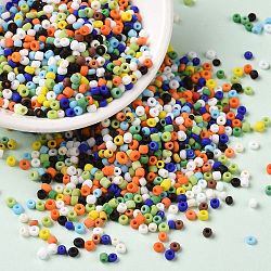 Opaken Glasperlen, Rundloch, Runde, Mischfarbe, 2~2.5x1.5~2 mm, Bohrung: 0.8 mm, ca. 34615 Stk. / Pfund