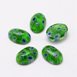 Cabochons de cristal millefiori hecho a mano, oval, verde, 14x9.5x5mm
