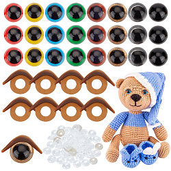 Pandahall Elite 80 ensembles 8 couleurs yeux artisanaux en plastique, yeux de sécurité, avec cils et espaceur, pour la fabrication de poupées, demi-rond, couleur mixte, 16x10mm, 10 ensembles / couleur