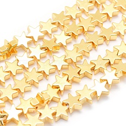 Non magnetici perle ematite sintetico fili, grado aaa, placcato di lunga durata, stella, oro placcato, 6x6x2.5mm, Foro: 1 mm, circa 74pcs/filo, 15.7 pollice (40 cm)
