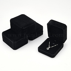 Benecreat 4 pz scatola ciondolo in velluto, contenitore di monili, rettangolo, nero, 8.3x7.1x4.1cm