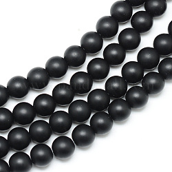 Fili di pietra nera sintetica, smerigliato, tondo, 8~9mm, Foro: 1 mm, circa 46pcs/filo, 15.3 pollice