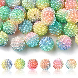 Perline acrilico perla imitato, perline bacca, perline combinati, tondo, colorato, 12mm, Foro: 1 mm