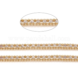Cadenas de strass Diamante de imitación de bronce, cadenas de copa de rhinestone y cadenas de bolas, con carrete, soldada, Plateado de larga duración, dorado, 5.5x2mm, aproximadamente 32.8 pie (10 m) / rollo