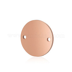 Conectores de enlaces de acero inoxidable 201, pulido manual, plano y redondo, oro rosa, 10x1mm, agujero: 1 mm