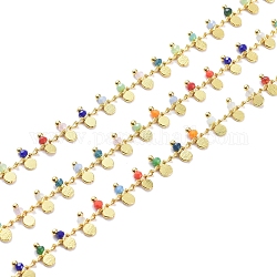 Chaînes à perles en verre facetté fait à la main, soudé, avec les accessoires en laiton, or, Plaqué longue durée, avec bobine, colorées, 7~7.5x3x2~2.5mm, environ 32.8 pied (10 m)/rouleau