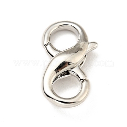 Brass Double Opening Lobster Claw Clasps, for Jewelry Making Findings, Cadmium Free & Lead Free, Long-Lasting Plated, Platinum, 18x10x5mm, Hole: 5mm and 5.5mm
