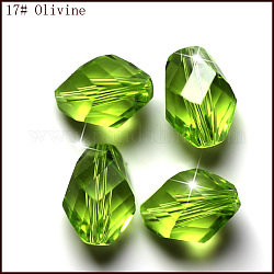 Perles d'imitation cristal autrichien, grade AAA, facette, Toupie, vert jaune, 6x8mm, Trou: 0.7~0.9mm