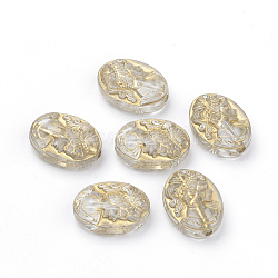 Perles acryliques transparentes, métal doré enlaça, Ovale Plat, clair, 18x13x6mm, Trou: 1.5mm