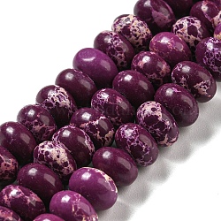 Synthetische imperiale Jaspis-gefärbte Perlenstränge, Rondell, lila, 8~8.5x5~5.5 mm, Bohrung: 1.2 mm, ca. 76~77 Stk. / Strang, 15.20''~15.47