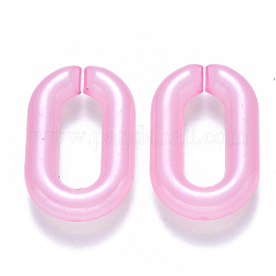 Anneaux imitation jelly acrylique, connecteurs à liaison rapide, pour la fabrication de chaînes de câble, nacré, ovale, perle rose, 31x19.5x5.5mm, diamètre intérieur: 19.5x7.5 mm