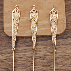 Iron Hair Stick Findings, with Alloy Link Connector, Polygon, Light Gold, 176x9x5.5mm, Pin: 2.5mm, Hole: 2mm