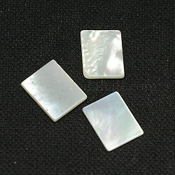 White Shell Cabochons, Rectangle, White, 10x8x1mm