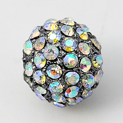 Abalorios de Diamante de imitación de la aleación, Grado A, redondo, gunmetal, crystal ab, 10mm, agujero: 2 mm