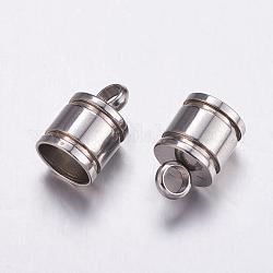 201 Stainless Steel Cord Ends, Stainless Steel Color, 11x7mm, Hole: 2.5mm, 6mm Inner Diameter