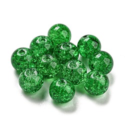 Pintura en aerosol transparente cuentas de vidrio craquelado, redondo, verde, 8mm, agujero: 1.6 mm, 300 unidades / bolsa