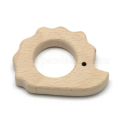 Undyed Beech Wood Big Pendants, Lead Free, Hedgehog, BurlyWood, 45.5x60x10mm, Hole: 3mm