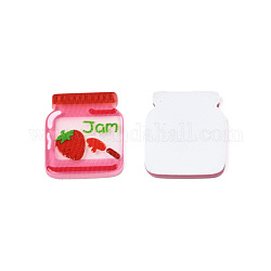 Cabochons acryliques imprimés, confiture de fraise, rouge, 18.5x16x2mm