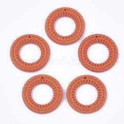 Ciondoli di resina, modello in rattan intrecciato, anello, pomodoro, 28.5~29x3.5mm, Foro: 1.2 mm