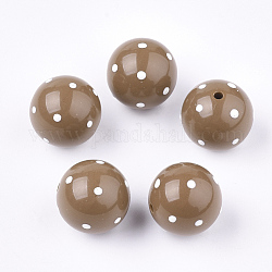 Perles acryliques, ronde avec tache, chameau, 16x15mm, Trou: 2.5mm