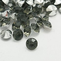Имитация taiwan акриловый горный хрусталь указал назад кабошоны, граненые, алмаз, серые, 3x2 мм