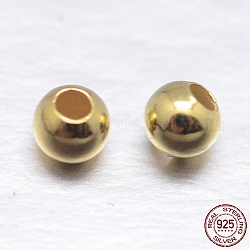 Perles intercalaires rondes 925 en argent sterling, véritable 18k plaqué or, 2mm, Trou: 0.7~1mm, environ 820 pcs/20 g