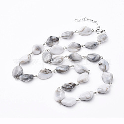 Colliers en perles de style imitation acrylique, avec épingle à oeil en fer, 304 chaîne d'extension en acier inoxydable et un fermoir mousqueton, gainsboro, 22.6 pouce (57.5 cm)