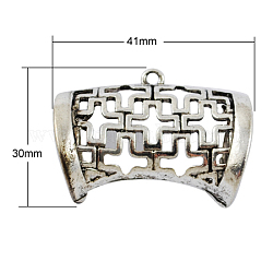 DIY Scarf Pendant Tibetan Style Hangers, Large Bail Beads, Hollow Tube Carved Cross, Lead Free, Antique Silver, 30x41x21mm, Hole: 2mm & 21x17mm
