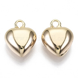 Brass Pendants, Nickel Free, Heart, Real 18K Gold Plated, 14x11.5x6mm, Hole: 2mm