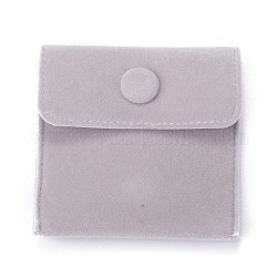 Sacchetti di velluto gioielli, quadrato, grigio chiaro, 7.4x7.4x1.1cm