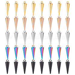 Unicraftale 40pz 5 colori 201 pendenti in acciaio inossidabile, fascino a cono, colore misto, 18.5x5.5mm, Foro: 1.5 mm, 8 pz / colore