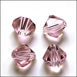 Imitation österreichischen Kristallperlen, Klasse aaa, facettiert, Doppelkegel, Violett, 4x4 mm, Bohrung: 0.7~0.9 mm