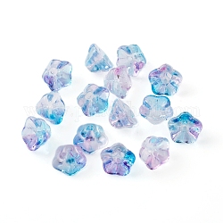 Galvanisierte Glasperlen, Trompetenblume, Deep-Sky-blau, 8.5x8x5.5 mm, Bohrung: 1 mm