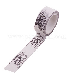 Bandes de papier décoratives scrapbook bricolage, ruban adhésif, vélo, blanc, 15mm, 5 m / rouleau (5.46 heures / rouleau)