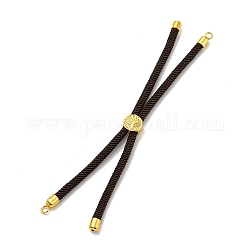 Fabrication de bracelets en cordons de nylon adaptés aux breloques de connecteur, avec des perles coulissantes en laiton doré, Plaqué longue durée, brun coco, 8-5/8 pouce (22 cm), Trou: 1.9mm