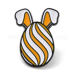 Œuf de Pâques avec épingles en émail oreille de lapin pour femme, Broche en alliage noir d'électrophorèse pour vêtements de sac à dos, orange, 22x18x1mm