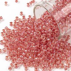 TOHO Round Seed Beads, Japanese Seed Beads, (779) Inside Color AB Crystal/Salmon Lined, 8/0, 3mm, Hole: 1mm, about 10000pcs/pound