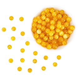 Katzenaugen-Perlen, Runde, golden, 8 mm, Bohrung: 1 mm, etwa 15.5 Zoll / Strang, ca. 49 Stk. / Strang, 3 Stränge / box