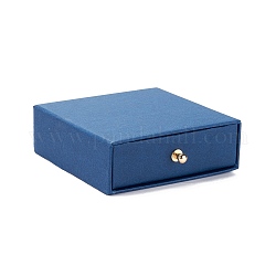 Cofanetto portagioie quadrato con cassetto di carta, con rivetto in ottone, per l'orecchino, confezione regalo di anelli e collane, Blue Marine, 9x9x3~3.2cm
