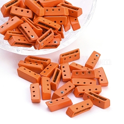Maglie multi-filo in lega verniciata a spruzzo, per la fabbricazione di bracciali elastici per piastrelle, rettangolo, arancio rosso, 5x14x4mm, Foro: 1 mm