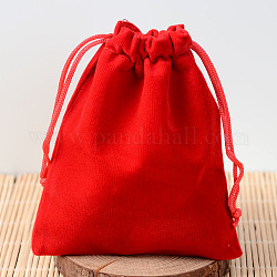Pochettes rectangle en velours, sacs-cadeaux, rouge, 15x10 cm