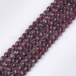 Chapelets de perles de grenat naturel, facette, plat rond, 4~4.5x2.5~3mm, Trou: 0.8mm, Environ 88~89 pcs/chapelet, 14.9 pouce ~ 15.1 pouces